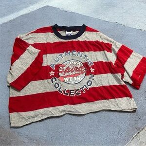 Vintage 90s Spirit Striped Cut Off Oversized Cropped T Shirt Mens XL Women Large